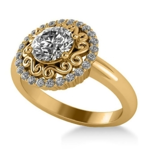Diamond Swirl Halo Engagement Ring 14k Yellow Gold 1.24ct - All