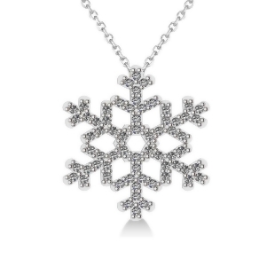 Diamond Snowflake Pendant Necklace 14k White Gold 0.66ct - All