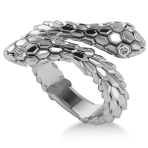 Diamond Double Snake Fashion Ring 14k White Gold 0.04ct - All