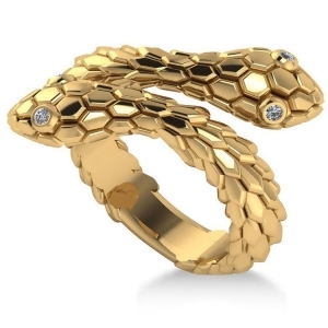 Diamond Double Snake Fashion Ring 14k Yellow Gold 0.04ct - All