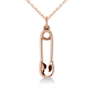 Vertical Safety Pin Novelty Pendant Necklace 14k Rose Gold - All