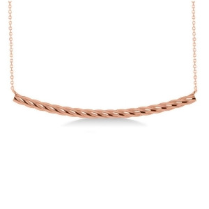 Curved Rope Bar Trapeze Pendant Necklace 14k Rose Gold - All