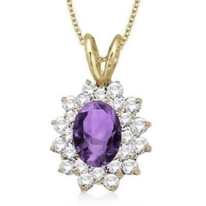 Amethyst and Diamond Accented Pendant 14k Yellow Gold 1.60ctw - All