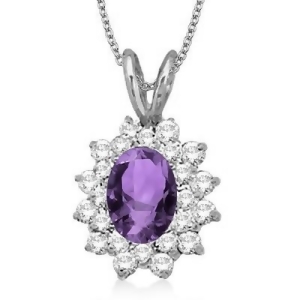 Amethyst and Diamond Accented Pendant 14k White Gold 1.60ctw - All