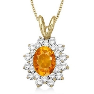 Citrine and Diamond Accented Pendant 14k Yellow Gold 1.60ctw - All