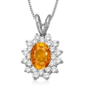 Citrine and Diamond Accented Pendant 14k White Gold 1.60ctw - All