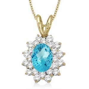 Blue Topaz and Diamond Accented Pendant 14k Yellow Gold 1.60ctw - All