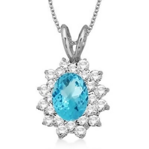 Blue Topaz and Diamond Accented Pendant 14k White Gold 1.60ctw - All