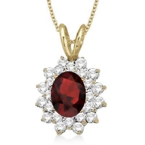 Garnet and Diamond Accented Pendant 14k Yellow Gold 1.60ctw - All