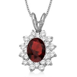 Garnet and Diamond Accented Pendant 14k White Gold 1.60ctw - All