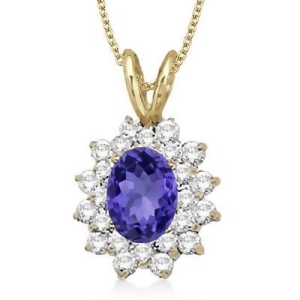 Tanzanite and Diamond Accented Pendant 14k Yellow Gold 1.60ctw - All