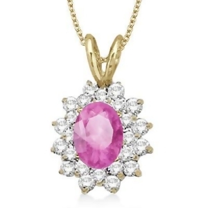 Pink Sapphire and Diamond Accented Pendant 14k Yellow Gold 1.60ctw - All