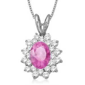 Pink Sapphire and Diamond Accented Pendant 14k White Gold 1.60ctw - All