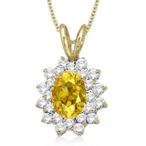 Yellow Sapphire and Diamond Accented Pendant 14k Yellow Gold 1.60ctw - All