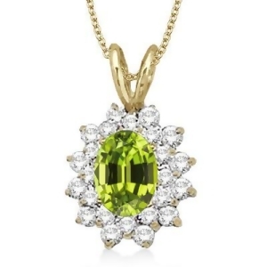 Peridot and Diamond Accented Pendant 14k Yellow Gold 1.60ctw - All