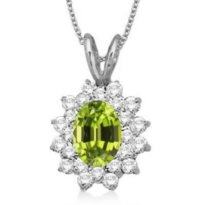 Peridot and Diamond Accented Pendant 14k White Gold 1.60ctw - All