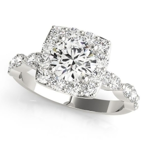 Diamond Sidestone Accented Square Halo Engagement Ring Platinum 1.72ct - All