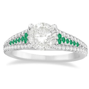 Emerald and Diamond Engagement Ring 14k White Gold 0.33ct - All