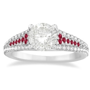 Ruby and Diamond Three Row Engagement Ring Platinum 0.33ct - All