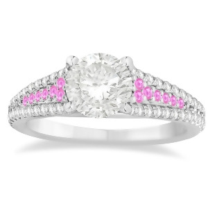 Pink Sapphire and Diamond Engagement Ring 14k White Gold 0.33ct - All