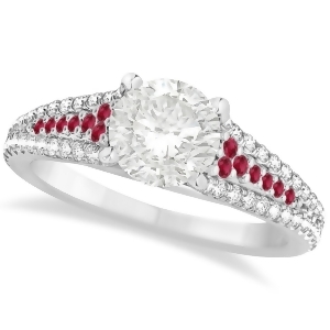 Ruby and Diamond Engagement Ring 14k White Gold 1.33ct - All