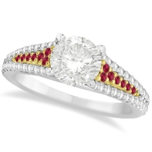 Ruby and Diamond Engagement Ring 14k Two Tone Yellow Gold 1.33ct - All
