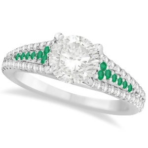 Emerald and Diamond Engagement Ring 14k White Gold 1.33ct - All