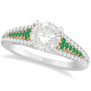 Emerald and Diamond Engagement Ring 14k Two Tone Rose Gold 1.33ct - All