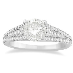 Diamond Three Row Engagement Ring 18k White Gold 0.33ct - All