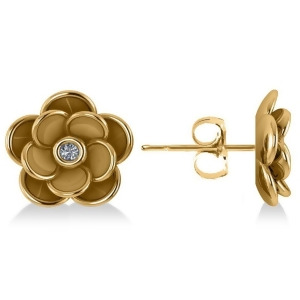 Diamond Round Flower Earrings 14k Yellow Gold 0.03ct - All