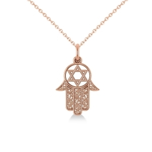 Star of David Hamsa Pendant Necklace 14k Rose Gold - All