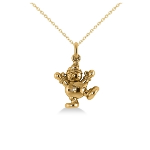Happy Snowman Pendant Necklace 14k Yellow Gold - All