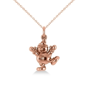 Happy Snowman Pendant Necklace 14k Rose Gold - All