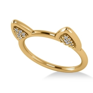 Diamond Cat Ears Fashion Ring 14k Yellow Gold 0.22ct - All
