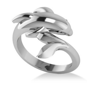 Summertime Dolphin Fashion Ring 14k White Gold - All