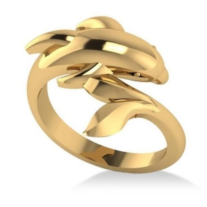 Summertime Dolphin Fashion Ring 14k Yellow Gold - All