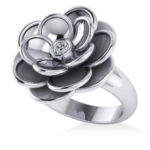 Diamond Flower Fashion Ring 14k White Gold 0.06ct - All