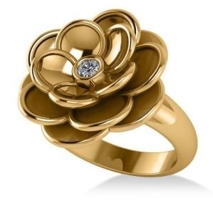 Diamond Flower Fashion Ring 14k Yellow Gold 0.06ct - All