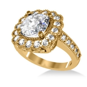 Diamond Cushion Halo Engagement Ring 14k Yellow Gold 2.82ct - All