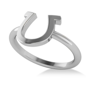 Centered Horseshoe Fashion Ring 14k White Gold - All