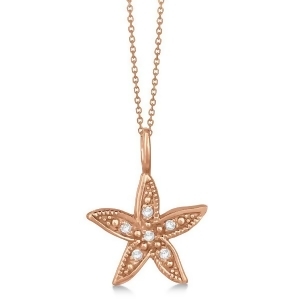 Diamond Accented Petite Starfish Pendant Necklace 14k Rose Gold 0.04ct - All