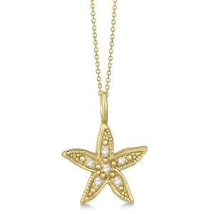 Diamond Accented Petite Starfish Pendant Necklace 14k White Gold 0.04ct - All