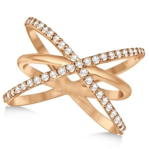 Diamond X Ring with Three Criss Cross Bands 14k Rose Gold 0.50ct. - All