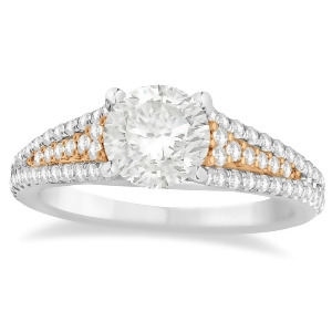 Diamond Three Row Engagement Ring 14k Rose Gold 0.33ct - All