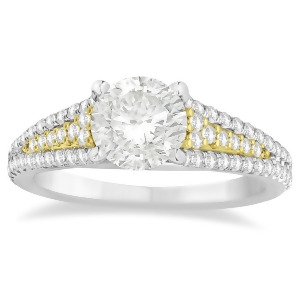 Diamond Three Row Engagement Ring 18k Two Tone Gold 0.33ct - All