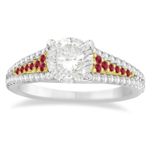 Ruby and Diamond Engagement Ring 14k Two Tone Gold 0.33ct - All