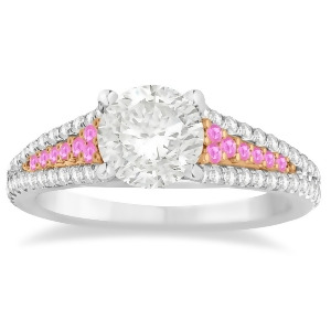 Pink Sapphire and Diamond Engagement Ring 14k Rose Gold 0.33ct - All