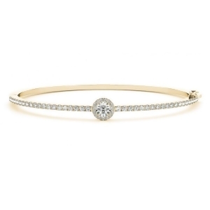 Diamond Halo Solitaire Bangle Pave Bracelet 18k Yellow Gold 1.80ct - All