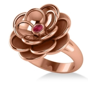 Ruby Flower Fashion Ring 14k Rose Gold 0.06ct - All