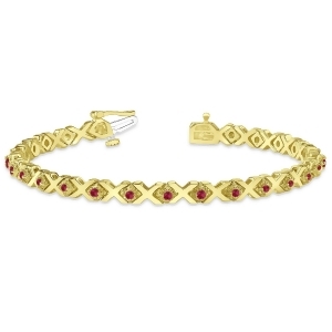 Ruby Xoxo Chained Line Bracelet 14k Yellow Gold 1.50ct - All